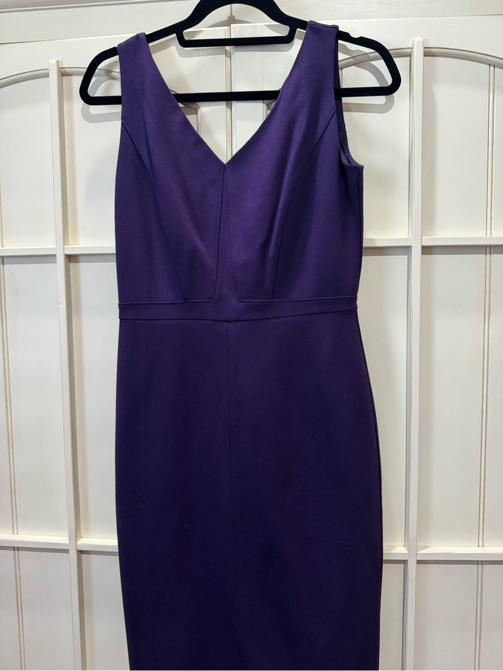 White House Black Market Purple V-Neck Midi Sheath Dress